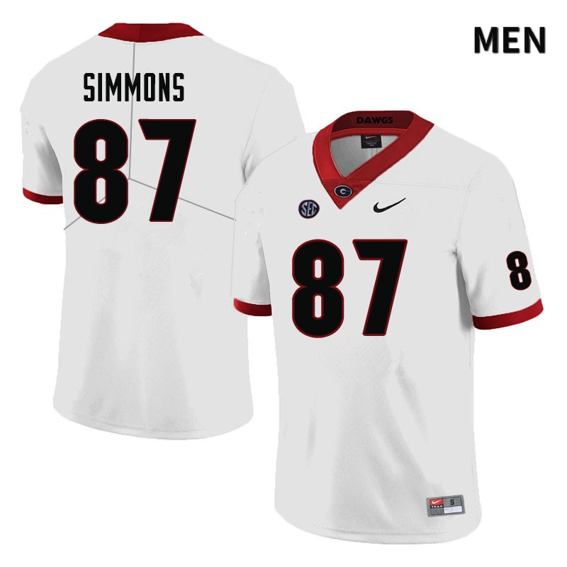 Georgia Bulldogs Men's Tyler Simmons #87 White Stitched College UGA Football Jersey 23WM015YO